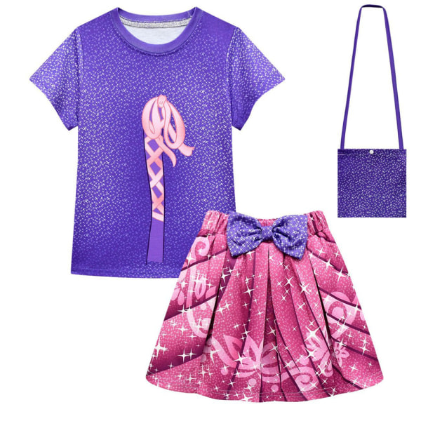 Summer Rapunzel Princess Girls kortärmade plisserade kjolväskor - 110cm