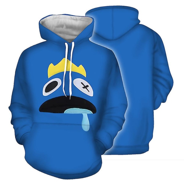 Roblox Rainbow Friends hettegenser for menn Langermet hettegensere med 3d-trykk Gensere Blue 3XL