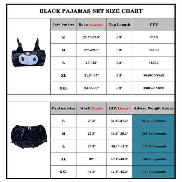 Kvinders pyjamas Cosplay Kawaii BLACK S