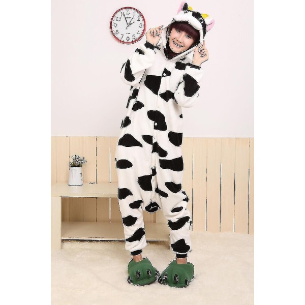 Halloween Unisex Onesie Kigurumi Fancy Dress Kostume Hættetrøjer Pyjamas Sleep Wear-9-1 - Perfet Black Cow Black Cow L for 170-180cm