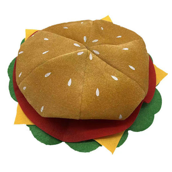 Dejlig sjov Fastfood Fancy Hat Hamburger Hovedbeklædning Kasket Sød Hovedbeklædning Kasket til Ven Fødselsdag Tema Fest Kostume