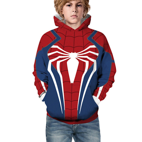 Barn Pojke Flicka Spiderman 3D Printed Långärmad Hoodies Tröja Blue