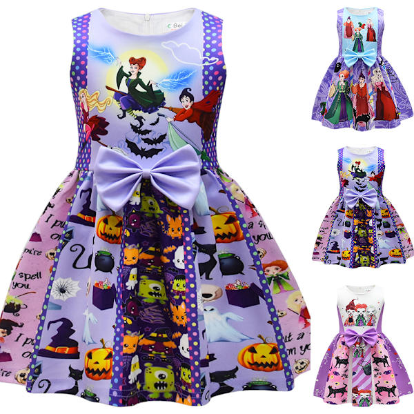 Kids Girl Hocus Pocus Winifred Sanderson Cosplay Klänning Halloween A 130cm