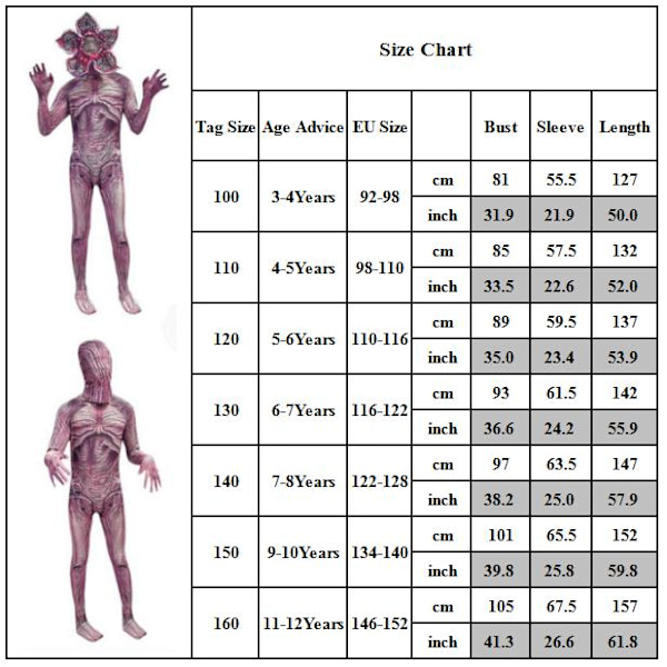 Stranger Things Demogorgon Cos -asu Halloween Jumpsuit Mask 1