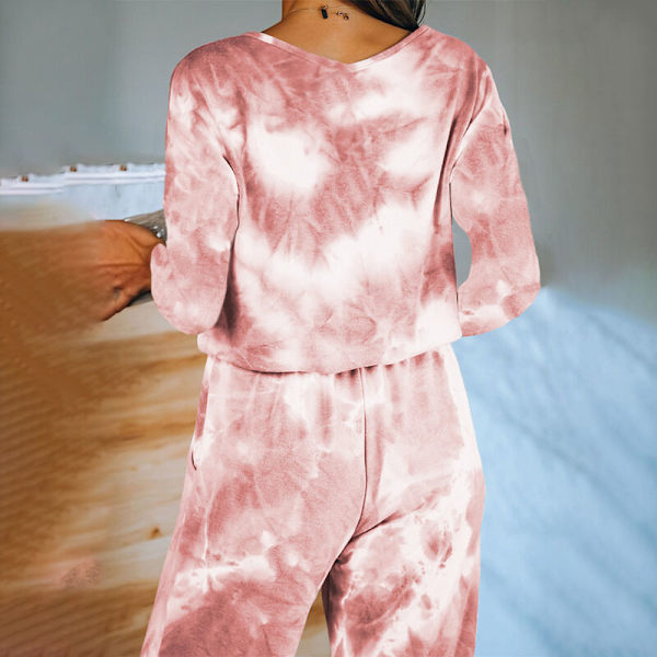 Naisten pyöreäkauluksiset yöasut ja housut Pyjama-setti Red M
