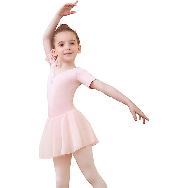 Balettklänning för flickor Barnbalett Leotardklänning Barn V-ringad Sho
