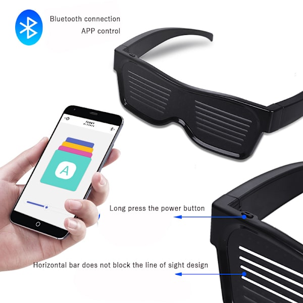 Smart Glasses LED Light Up Briller med Bluetooth blue