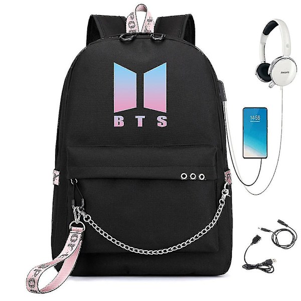 Bts-reppu Söpö USB-latauskoululaukku-väri-1