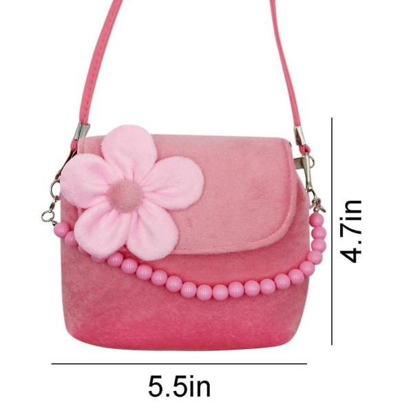 Little Girl Fashion Flower Messenger -olkalaukku Pehmo Pink