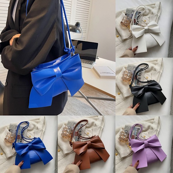 Kvinder Bowknot PU Skuldertaske Blå Blå blue