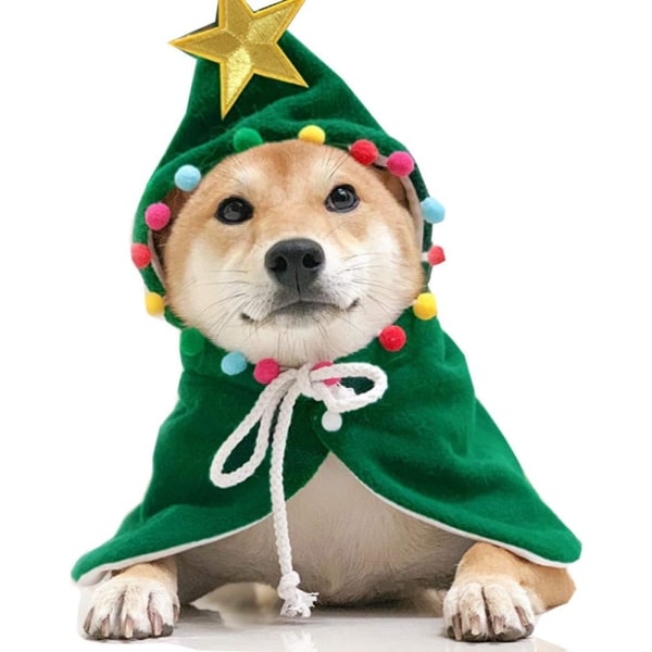 Kæledyrsjulekostume Puppy Xmas kappe med stjerne og pumps Kat