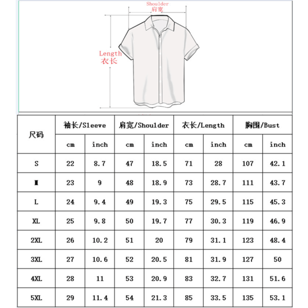 Retro Button Down skjorter for menn 50S Rockabilly sommeroverdeler #2 3XL