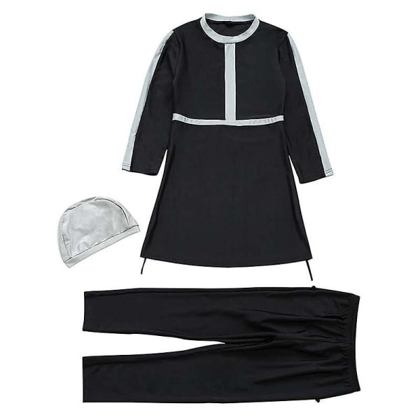 Muslimsk tjej simdräkt Barn Modest Beach Baddräkt Baddräkt Islamisk Burkini Grey 5-6 Years