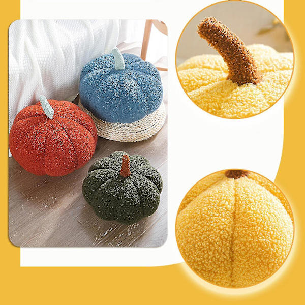 Halloween gresskar pute dekor, gresskar plysj pute fleece fylte gresskar dekorasjon Halloween gresskar pute pute til sofa, myk Halloween pumpe white 7.87*3.93in
