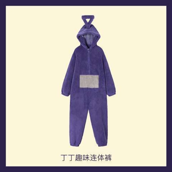 Teletubbies Kostym Vuxna Pyjamas Pyjamas Sovkläder Jumpsuit Tinky Winky Costume Adult XL