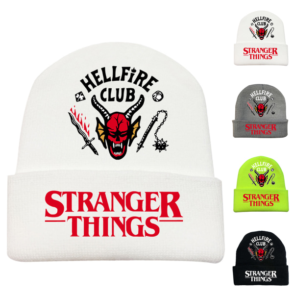 Mode Vinter Varm Ull Hat Stranger Things Beanie Hat Cosplay white