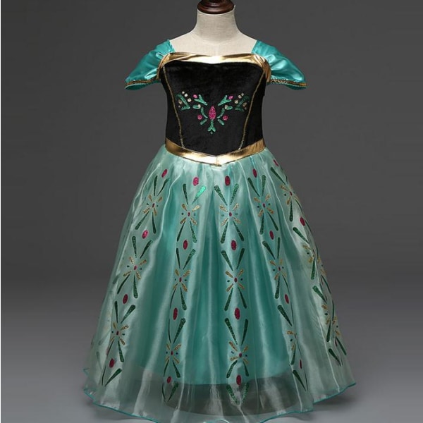 Princess Costume Cosplay Fancy Dress Up Outfits för flickor green 150 110
