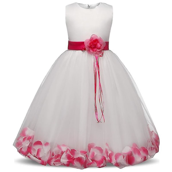 Blomstertjej Baby bröllopsklänning Fairy Petals Barnkläder Flicka Festklänning Barnkläder Fancy tonårsflicka Klänning 4 6 8 10t Red 5