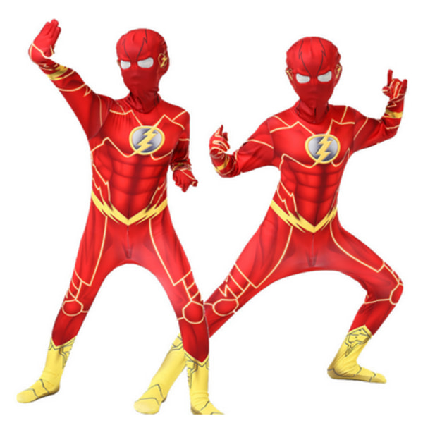 Halloween Barn Pojkar Män The Flash Cosplay Anime Fin kostym 140cm