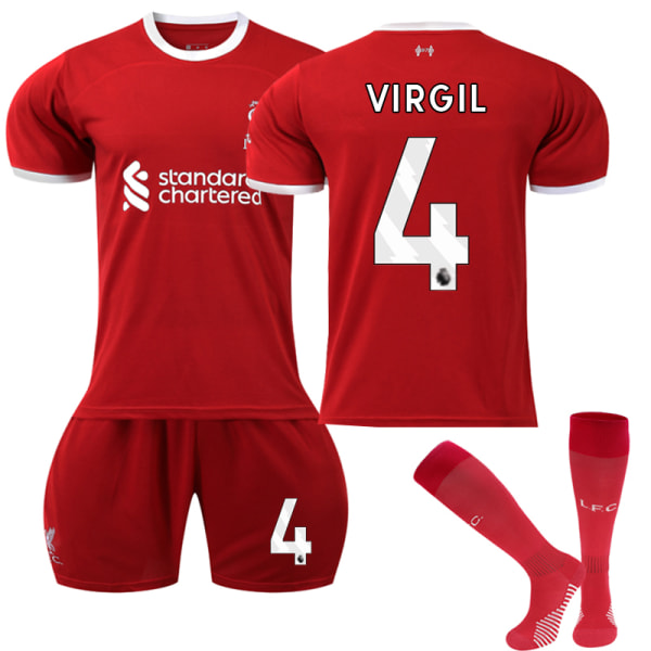 23-24 Liverpool Home Børnefodboldtrøje nr. 4 VIRGIL 6-7 years