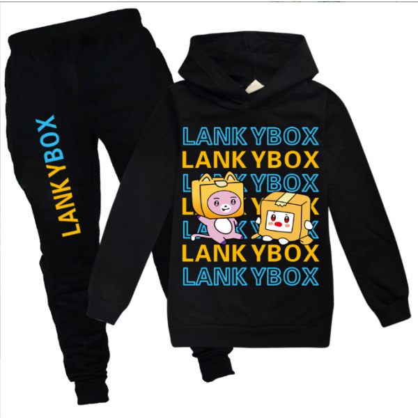 Barn LANKYBOX Print Hoodies Byxor Kostym Träningsoverall Set blue one size
