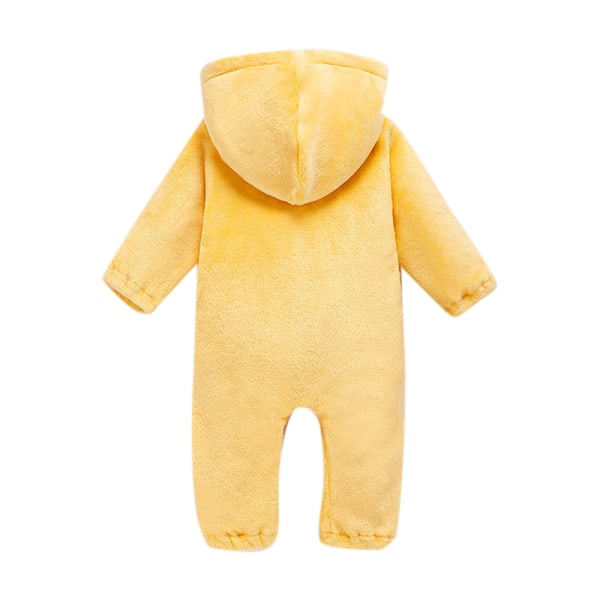 Efterår vinter baby lynlås jumpsuit Casual varm hætte outfit sæt Yellow