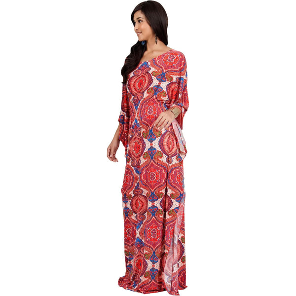 Lang Kaftan Boho Print Jersey Flowy Casual Abaya til kvinder M
