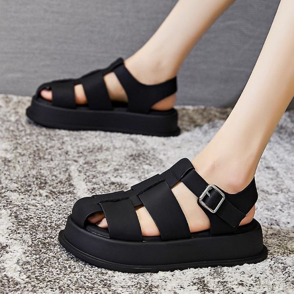 Sommar nya damer i äkta läder Baotou romerska sandaler Tjock sula flätade  skor EU 40 958d | EU 40 | Fyndiq