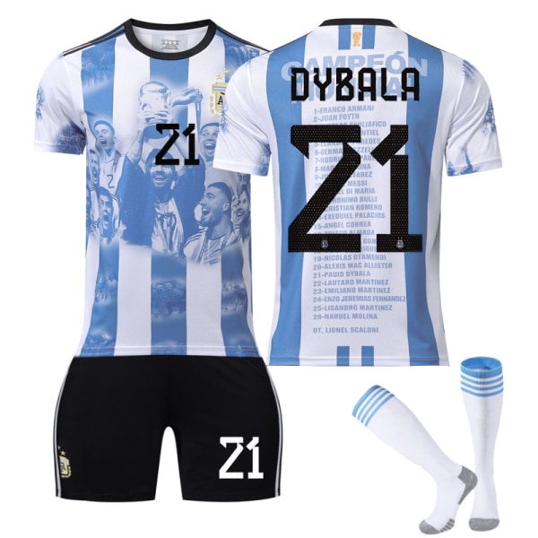 24Argentina World Cup Championship Commemorative Edition Jersey NO.21with socks 22