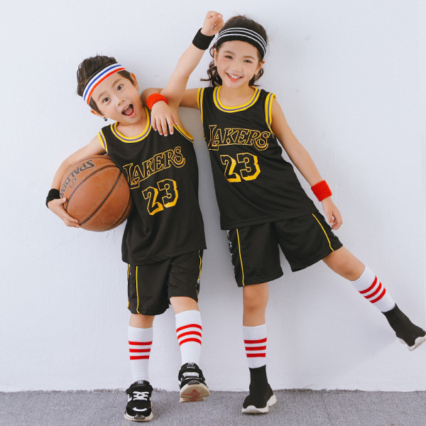 Basketballtrøje til børn Lakers crewneck nr. 23 sort H23 3xs