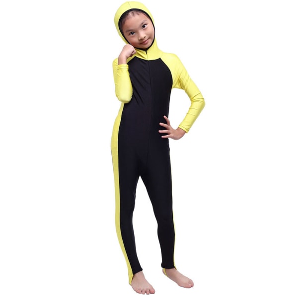 Baddräkt för barn Cover baddräkt Modest Beachwear Girls Burkini Gold