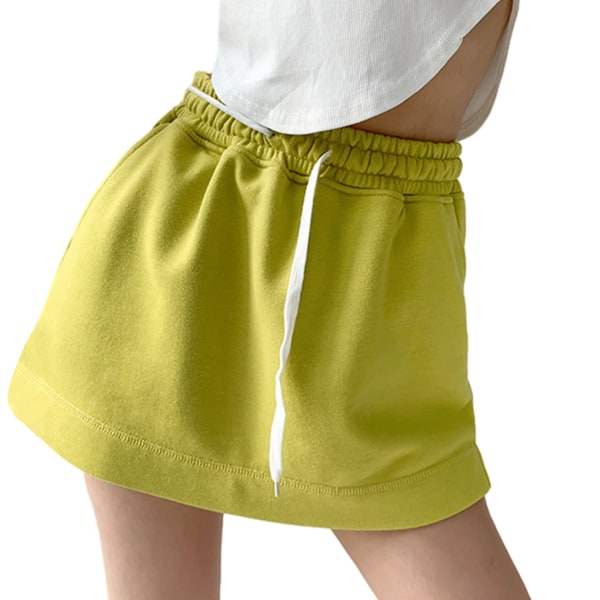 Shorts Kjolar Klänning Dragsko Högmidjat Candy Color för Fruit Green 2XL