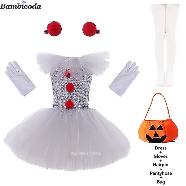 Harmaa Tyttöjen Halloween-asu Tutu Mekko Pelottava Klovni Lapset Karnevaalijuhlat Cosplay Vaatteet Lasten T a6