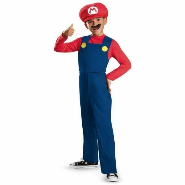 Kids Super Mario Costume Fancy Dress for Party Cosplay Hat Set Green-Boys 5-6 Years