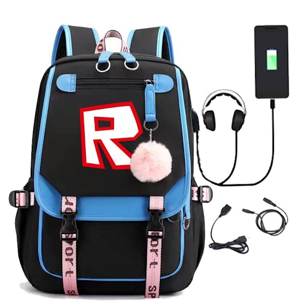 roblox reppu lasten reput reppu USB-liitännällä 1kpl blå 2