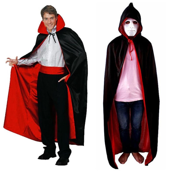 Unisex Cosplay Jul Halloween Hekse Fest Vendbar hette Vampyrer Kappe kappe Stativ krage Halloween rekvisitter 140cm