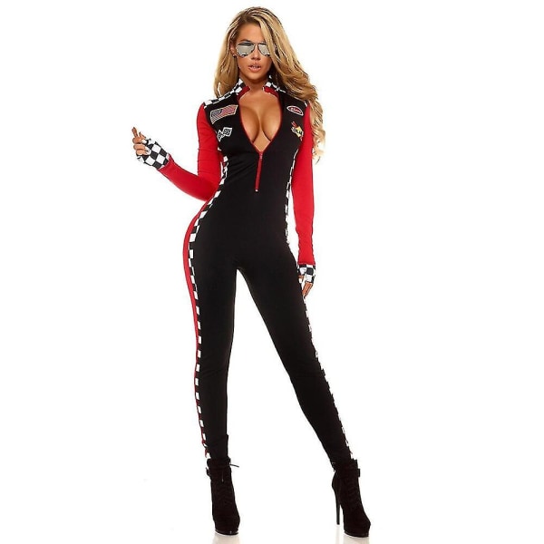 Sexy racerbilsjåføruniform Girl Racing Driver Cosplay Jumpsuit for Lady Party Costume M