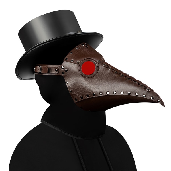 Halloween Plague Doctor Mask Dräkt Fågel Long Nose Beak Props brown