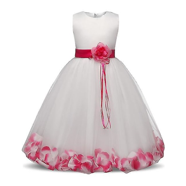 Blomstertjej Baby bröllopsklänning Fairy Petals Barnkläder Flicka Festklänning Barnkläder Fancy tonårsflicka Klänning 4  8 10t Rose Red 6