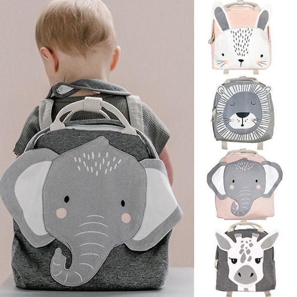 Lasten reppu Taaperoiden Lasten koululaukku Reppu vauvoille Söpö koululaukku Poika Tyttö Kevyt laukku Kani Butterfly Lion Bag Ns2 grey elephant