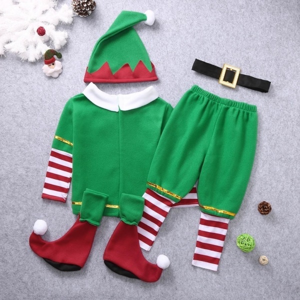 Baby Gutter Jenter Halloween Julekostyme Cosplay Customes rød 130 (For høyde 126-135cm) green 100 (For height 96-105cm)