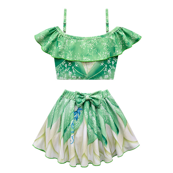 Piger Tiana Badedragt Princess Cosplay 2 stk Bikini Sæt Bad 140cm