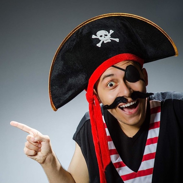 4 stykker Pirate Hat Klassisk trykk Pirat Captain Cap for Halloween Masquerade Party Cosplay Hat Rekvisitter