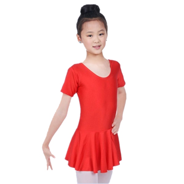 Børneballetkjole trikot med nederdel dansekostumer Tutu Red 110cm