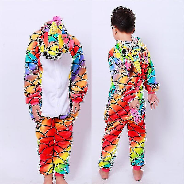 Lasten Onesie Flanellipyjamat Sarjakuva eläinhahmon puku hupulla Talven kotiasu Fish Scale Pegasus
