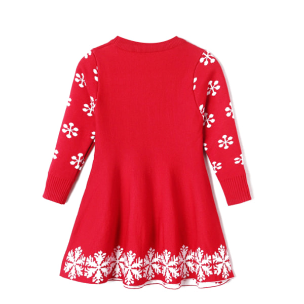 Flickor Julklänningar Casual Stickad Långärmad red 130cm