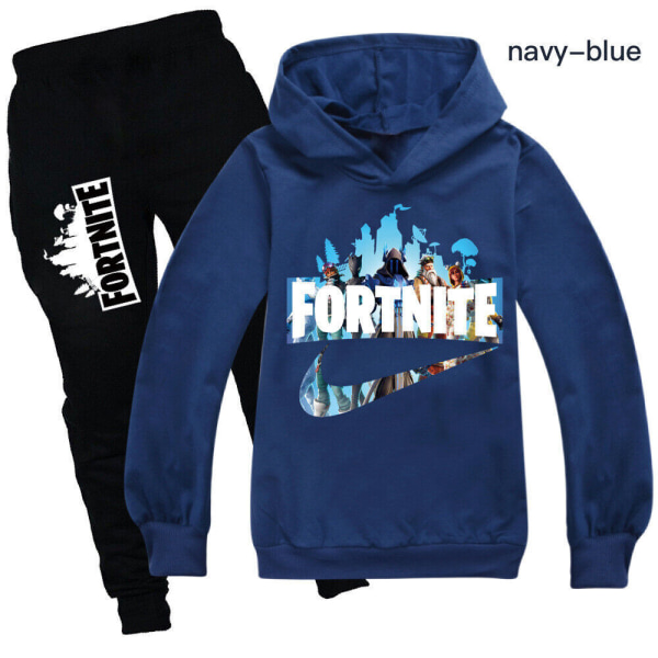 Fortnite träningsoverall Set Hoodie Jumper Topp+byxor Passar sportkläder black 2-3 years