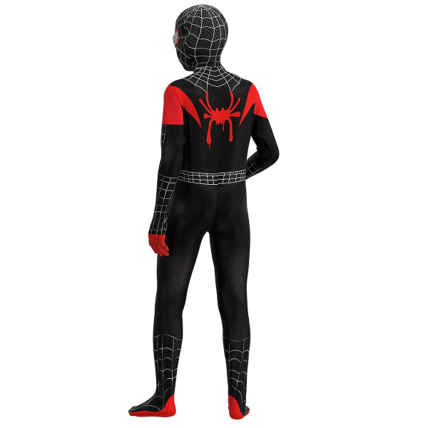 Miles Spider-man Cosplay Kostym Fest Jumpsuit Monterade Barnkläder Spiderman Ansiktsmålning 160cm