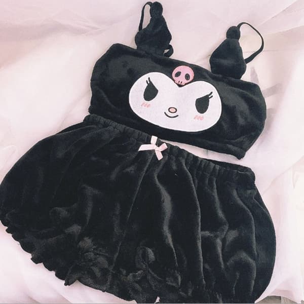 Pyjamas for kvinner Cosplay Kawaii BLACK S