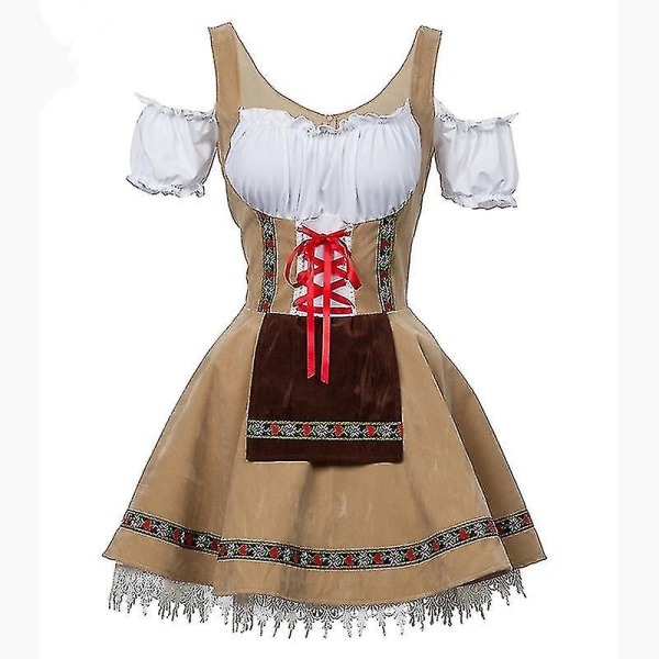 Oktoberfestdräkt för damer Tyskland bayersk öl Servitris Hembiträde Servitör Cosplay Parad Taverna Karneval Festklänning XXXL